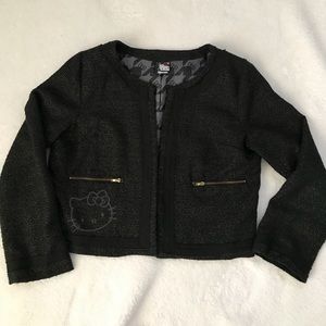GUC Jr L Black Hello Kitty Jacket w/gold thread